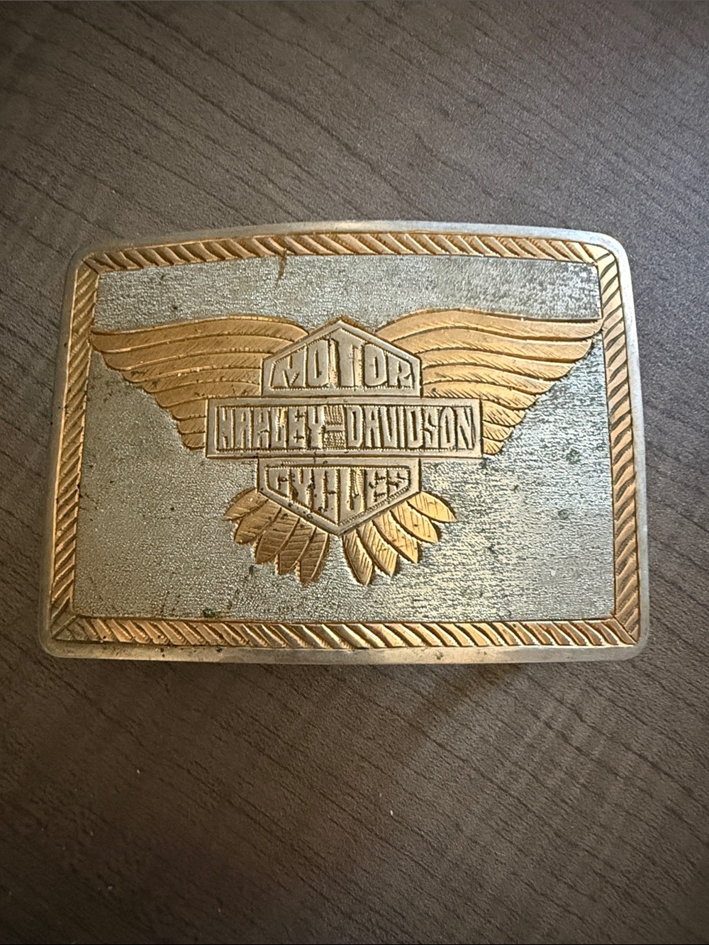 Harley-Davidson Two-Tone Gold and Silver Winged Logo Belt Buckle